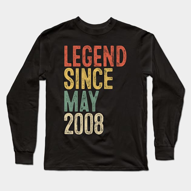 Legend Since May 2008 12th Birthday Gift 12 Year Old Long Sleeve T-Shirt by rhondamoller87